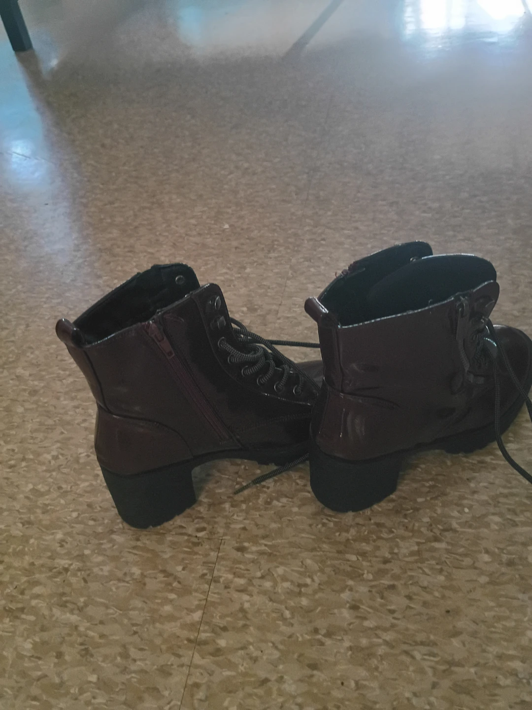 Women's Forever 21 Burgundy Patent Combat Boots - photo 3