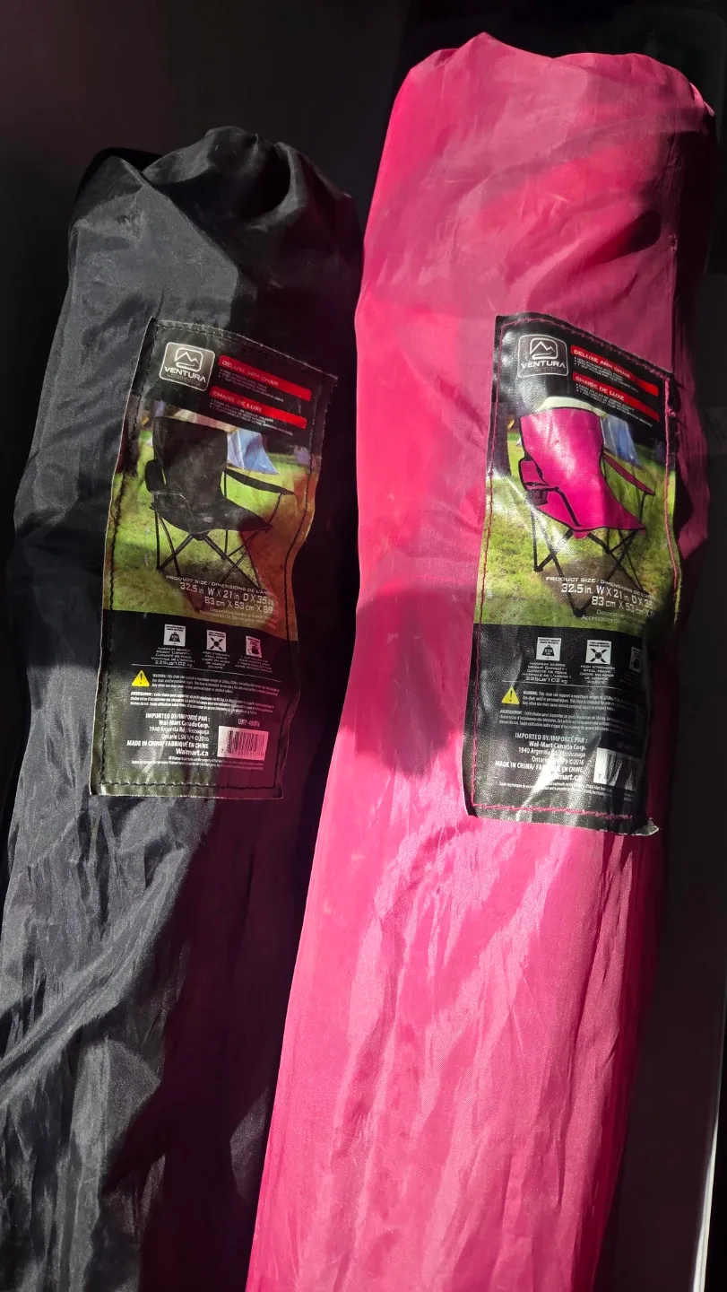 Ventura Folding Camp Chairs - Black & Pink