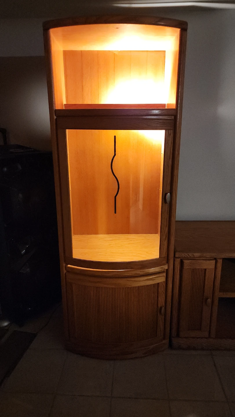 Wooden Entertainment Center with Storage Cabinets