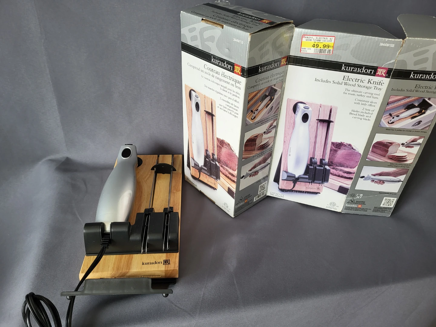 Kuraidori Electric Knife with Solid Wood Storage Tray