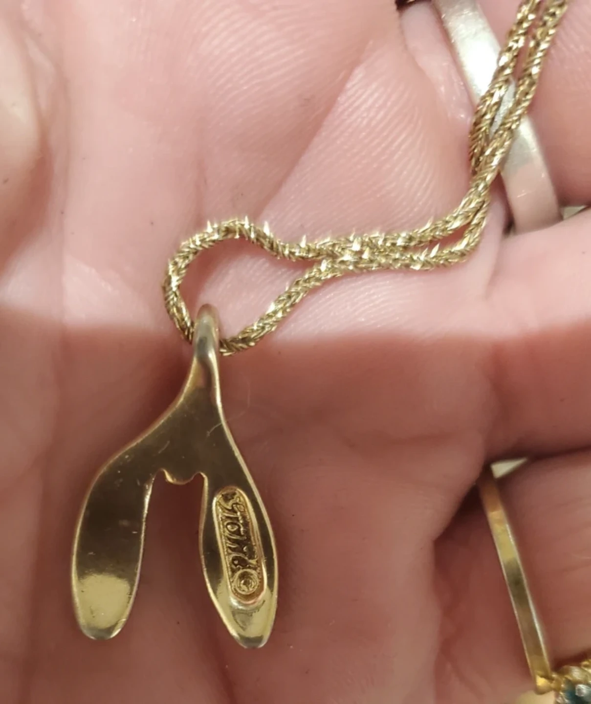 Gold Mistletoe Necklace with Small Gem - photo 4