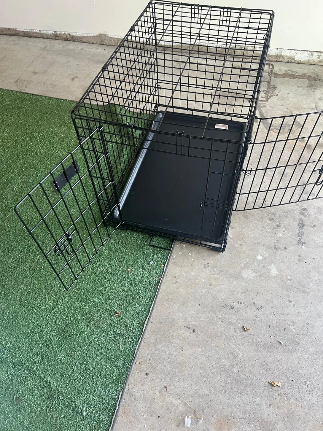 Black Metal Dog Crate with Tray - photo 5