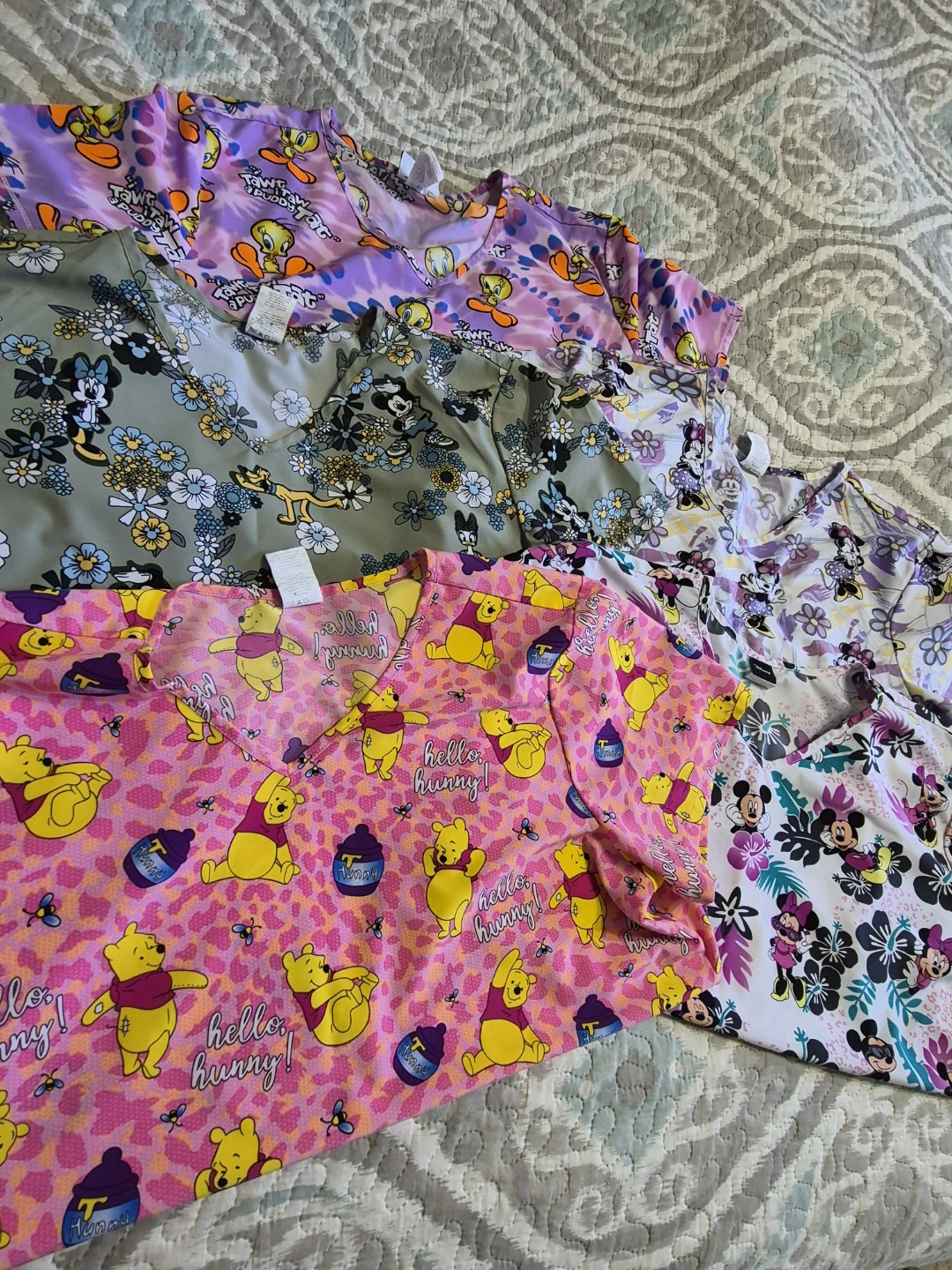 Lot of 5 Disney Size XXL Scrub Tops