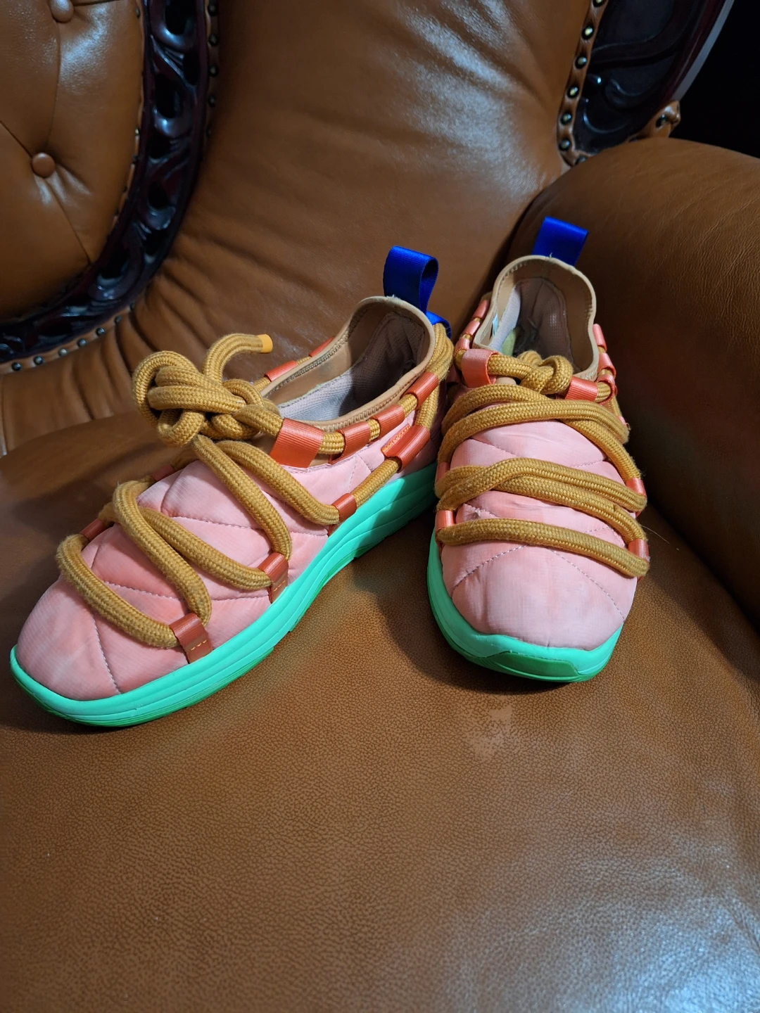 KidSuper Quilted Slip-On Sneakers Pink Green  Size 10 - photo 5