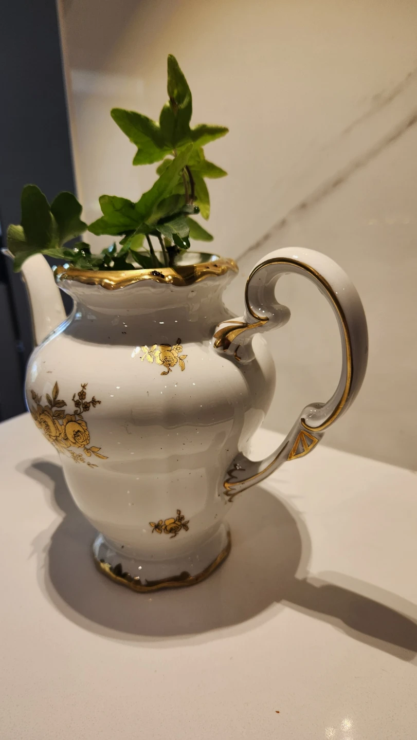 Vintage teapot planter with ivy plant - photo 4