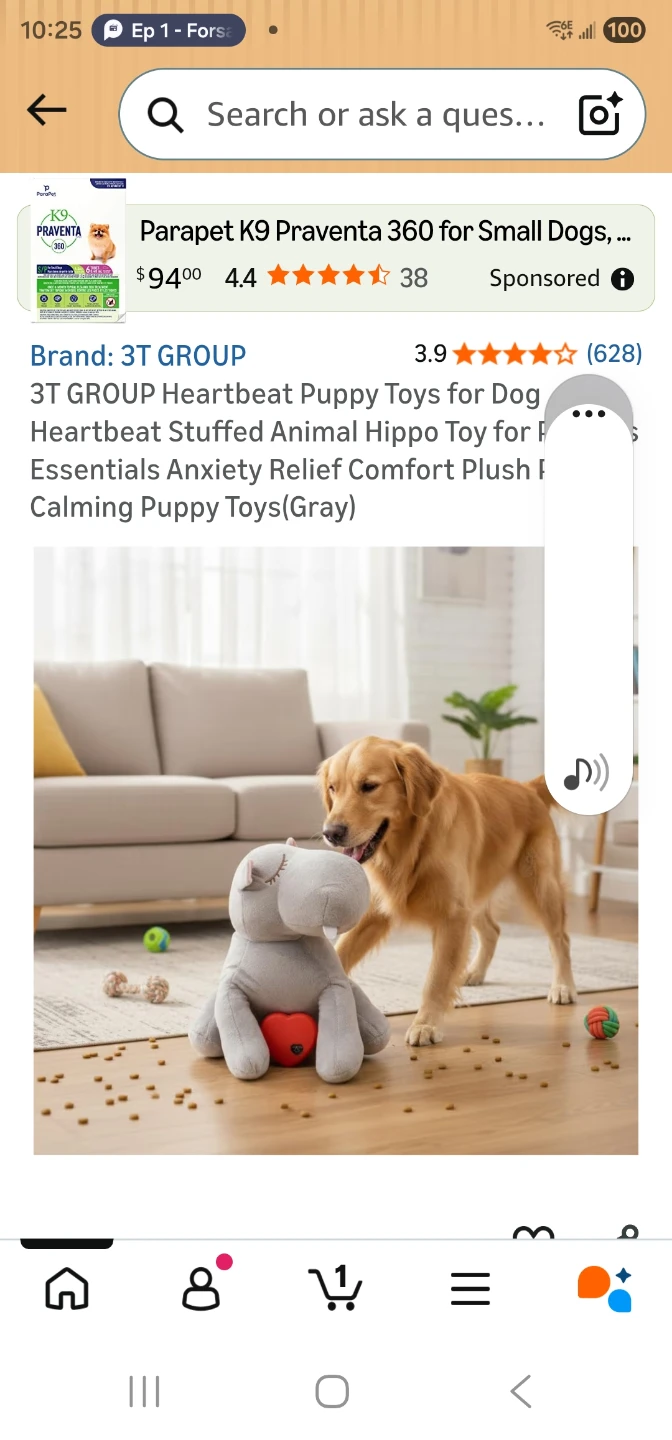 3T GROUP Heartbeat Puppy Toy for Dogs - Comfort Plush Hippo - photo 5