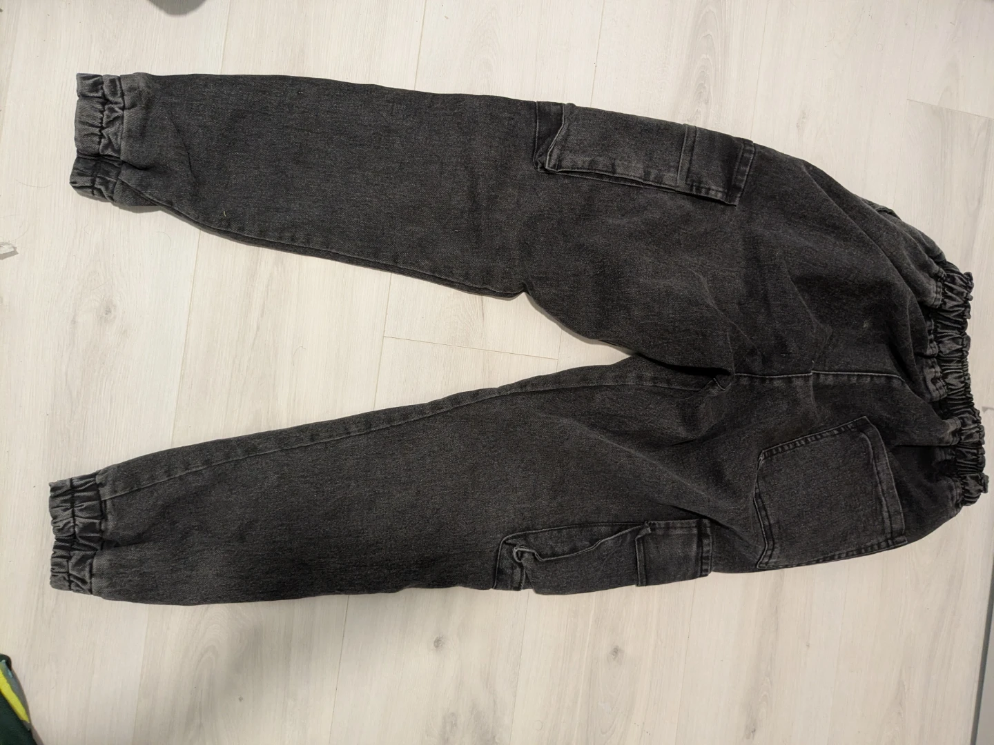 Black Wash Cargo Pants with Embroidered Detail - photo 3