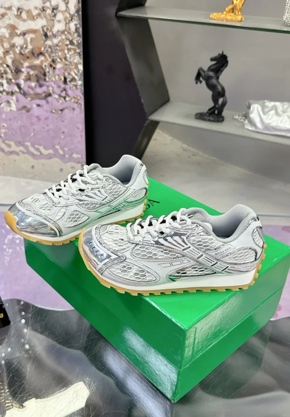 Bottega Veneta Orbit Silver White Size 39