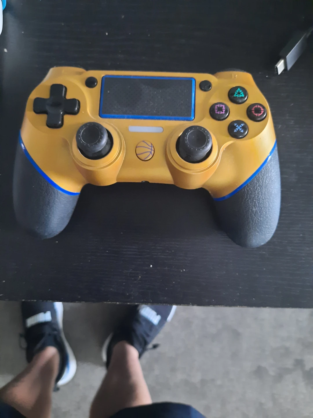 Gold and Blue Gaming Controller Ps4 works perfectly no drift