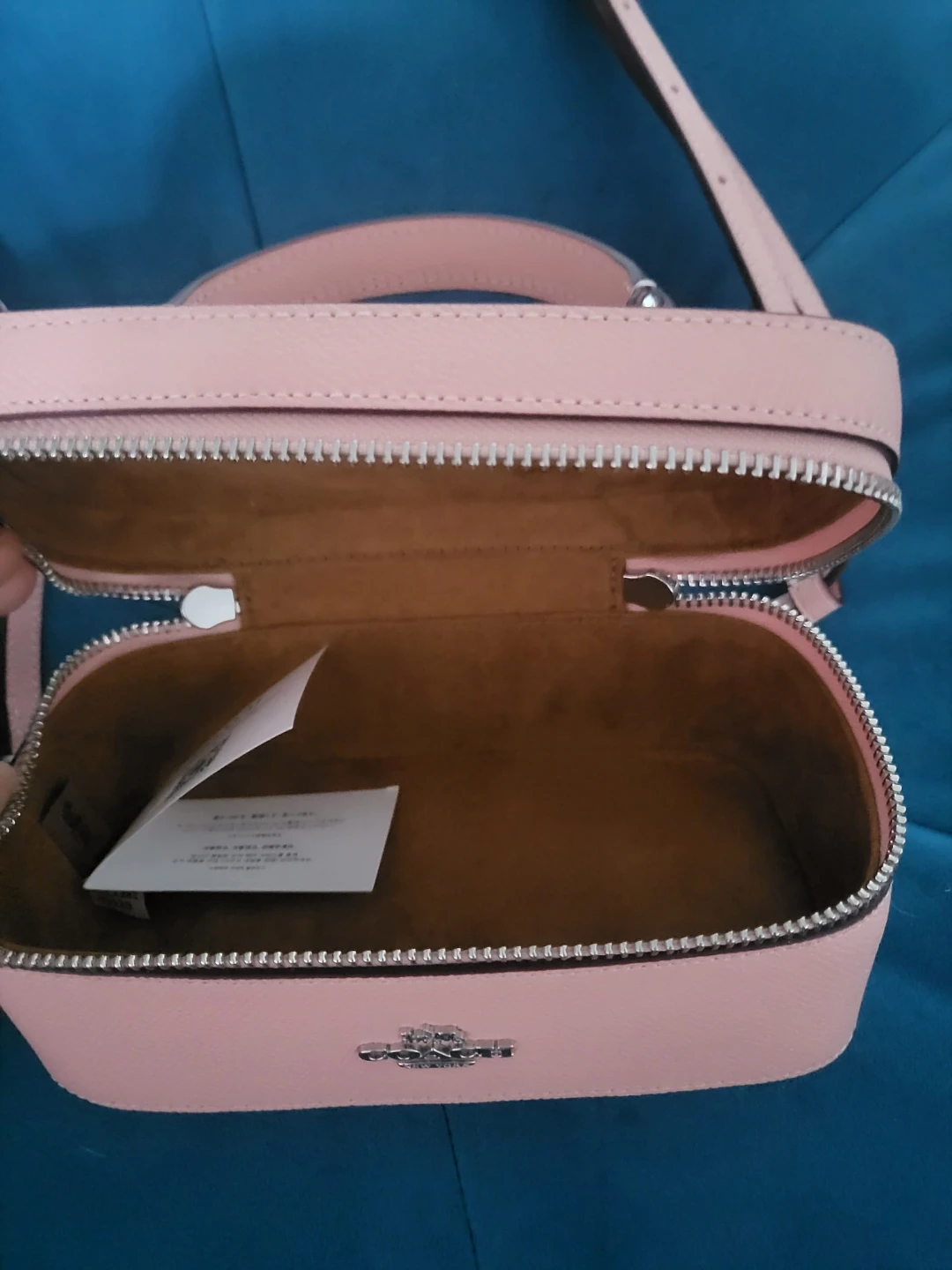 Coach Pink Leather Vanity Case Bag with Chain Strap - photo 2