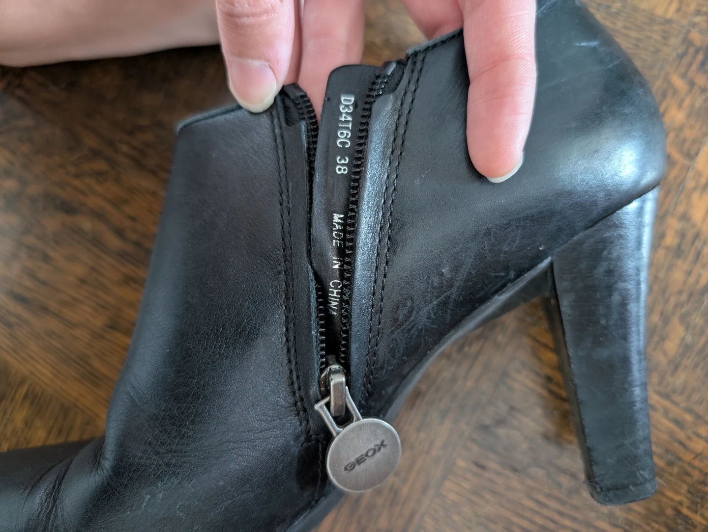 Black Leather Heel Ankle Booties - photo 2