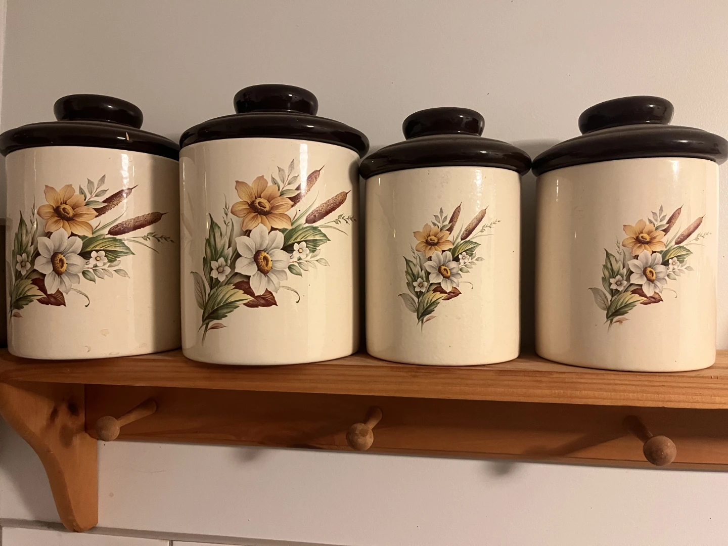 Set of 4 Vintage Floral Kitchen Canisters