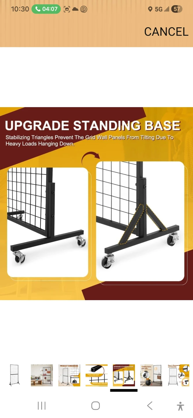 2 Black Metal Grid Room Divider with Wheels - photo 4