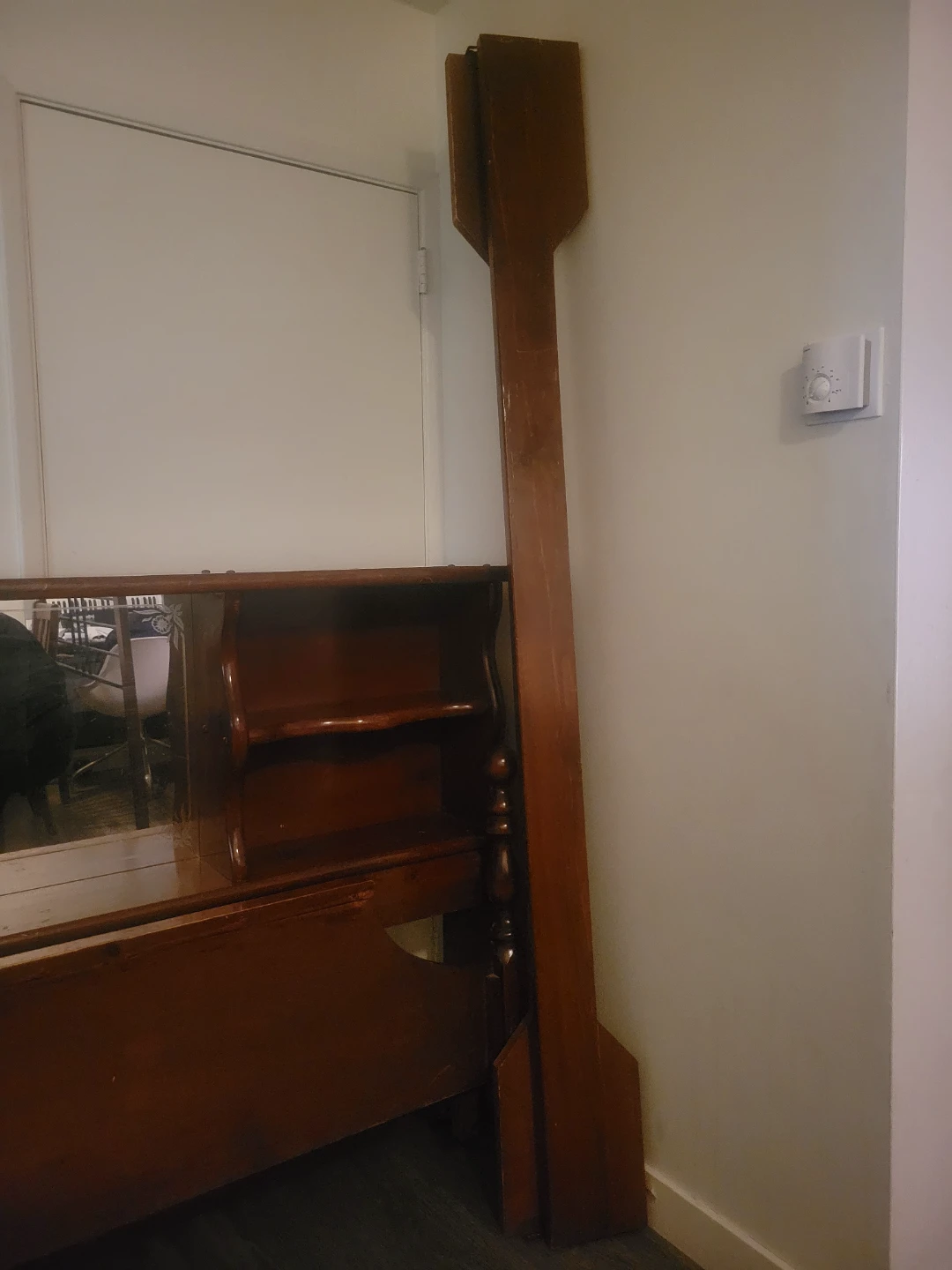 Queen size wooden Headboard with Mirror and Shelves - photo 3