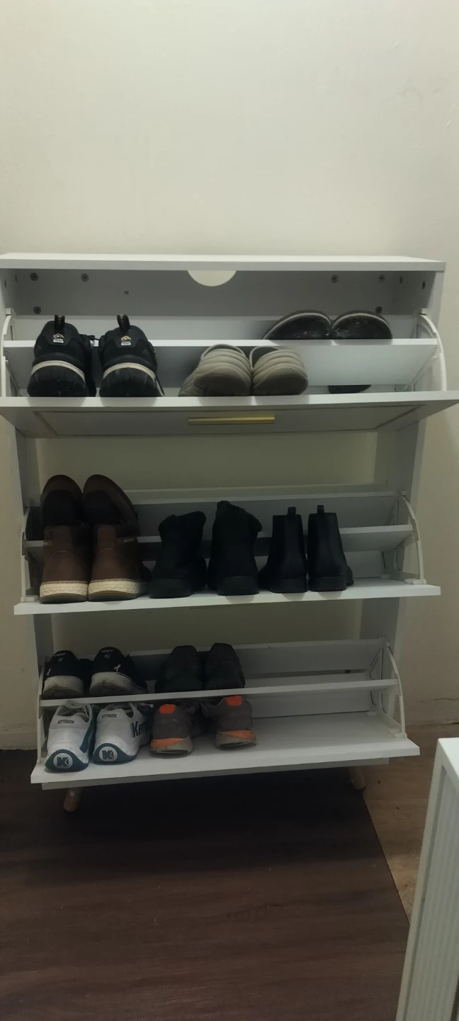 3-Tier Flip-Drawer Shoe Cabinet with Gold Trim - photo 4