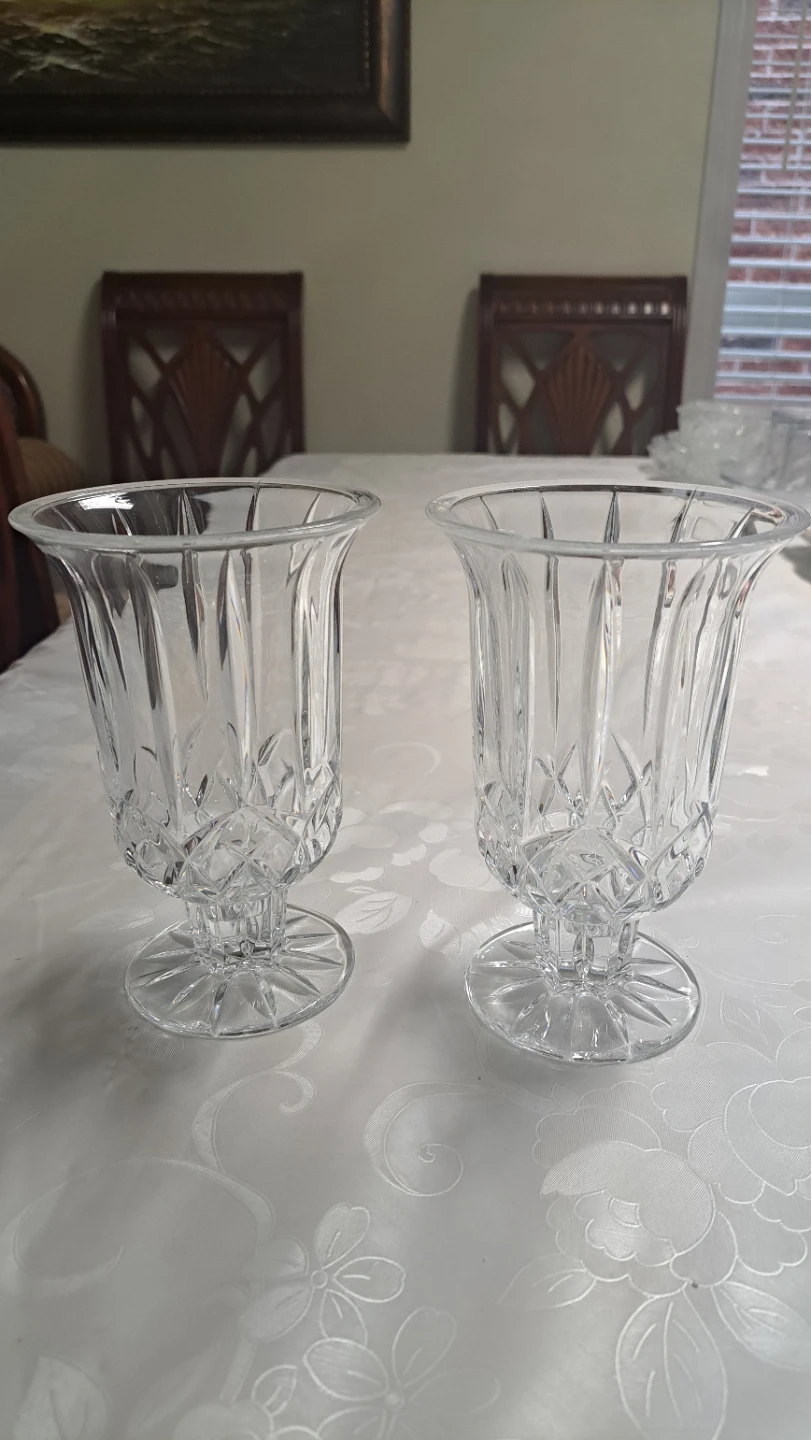 Crystal Pedestal Vases - Set of 2
