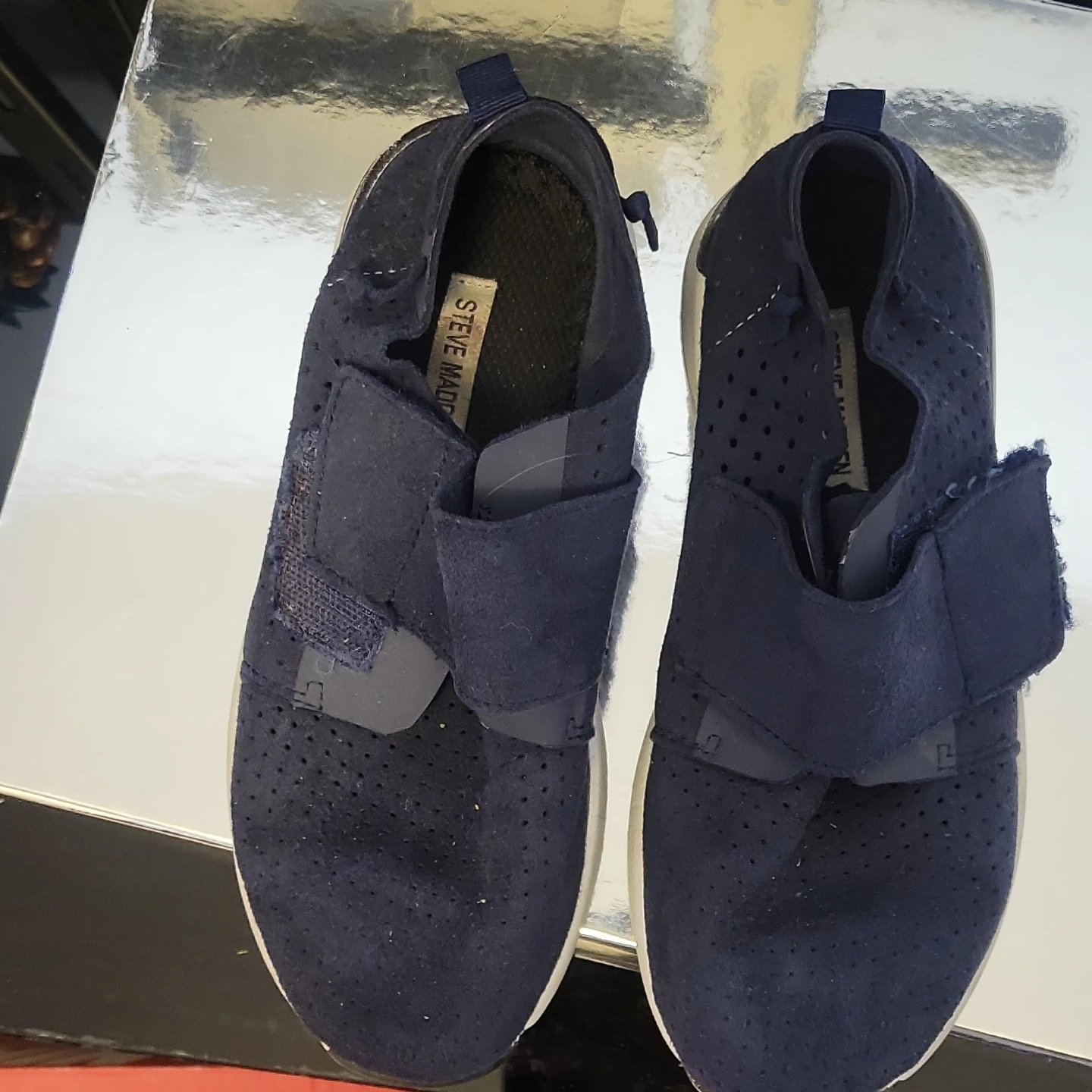 Steve Madden Navy Blue Perforated Slip-On Sneakers - photo 2