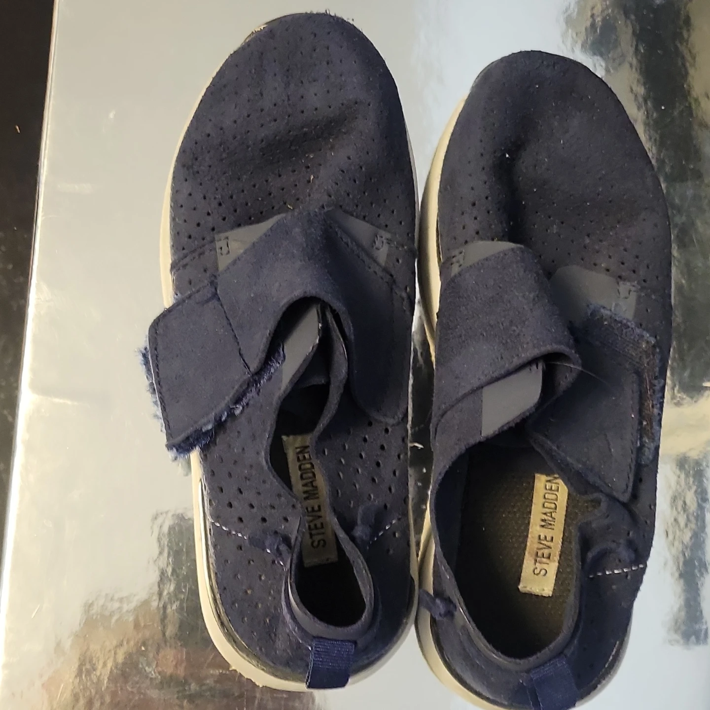 Steve Madden Navy Blue Perforated Slip-On Sneakers - photo 4