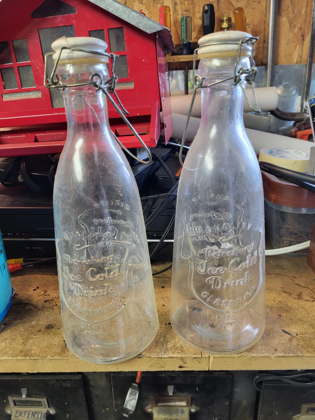 Vintage Refreshing Ice-Cold Drink Glass Bottles (Set of 2)