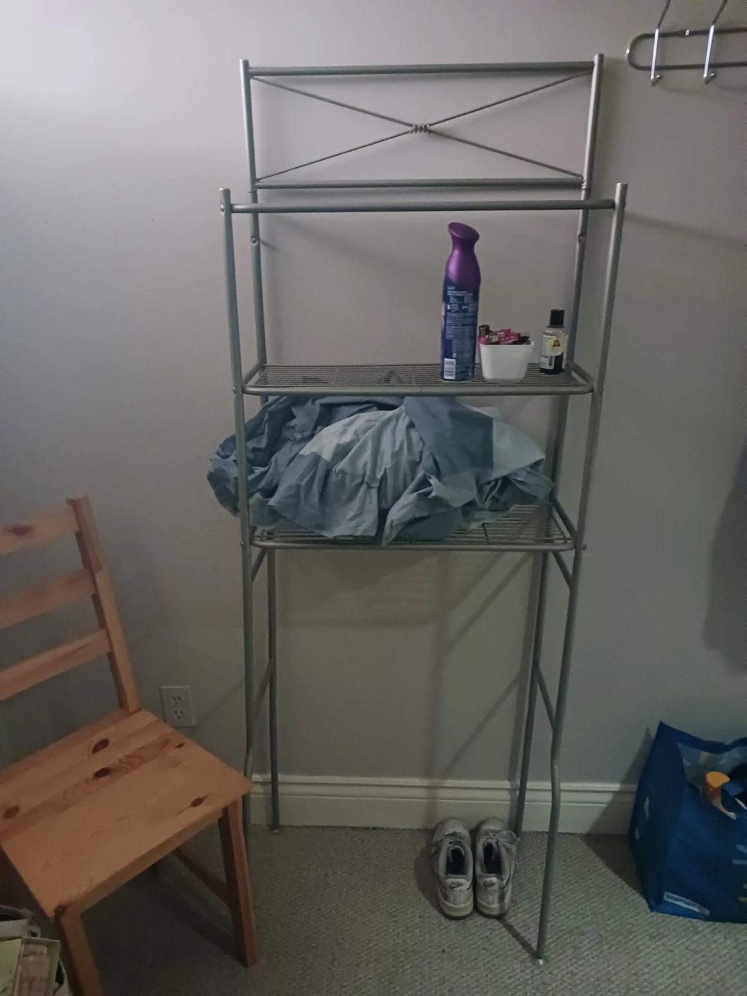 Grey Metal Over-the-Toilet Shelf Unit