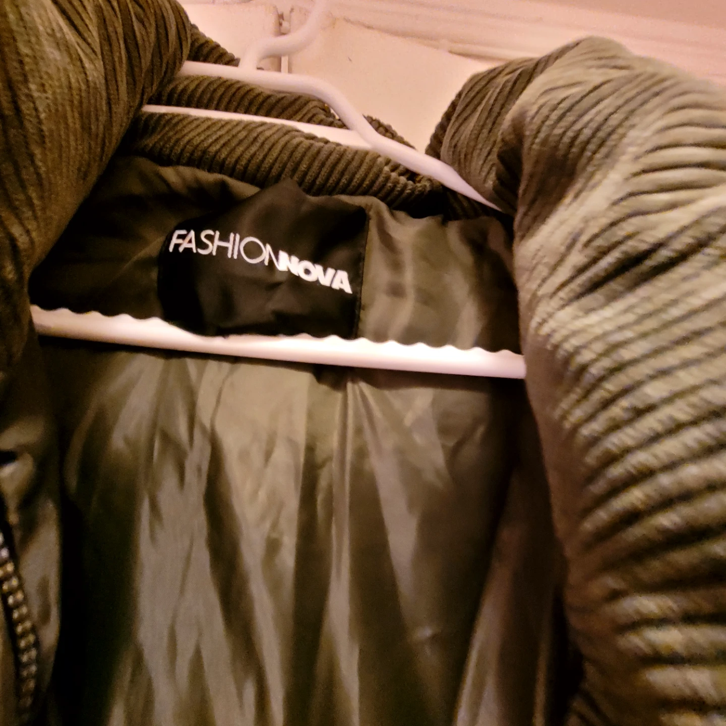 Fashion Nova Olive Green Corduroy Puffer Jacket XL - photo 3