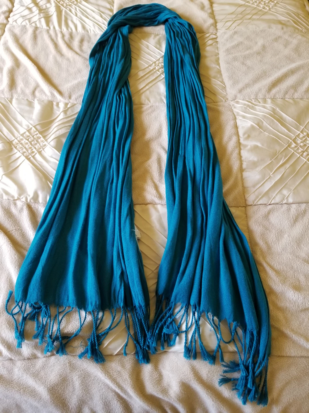 Teal Suzy Shier Rayon Scarf with Fringes