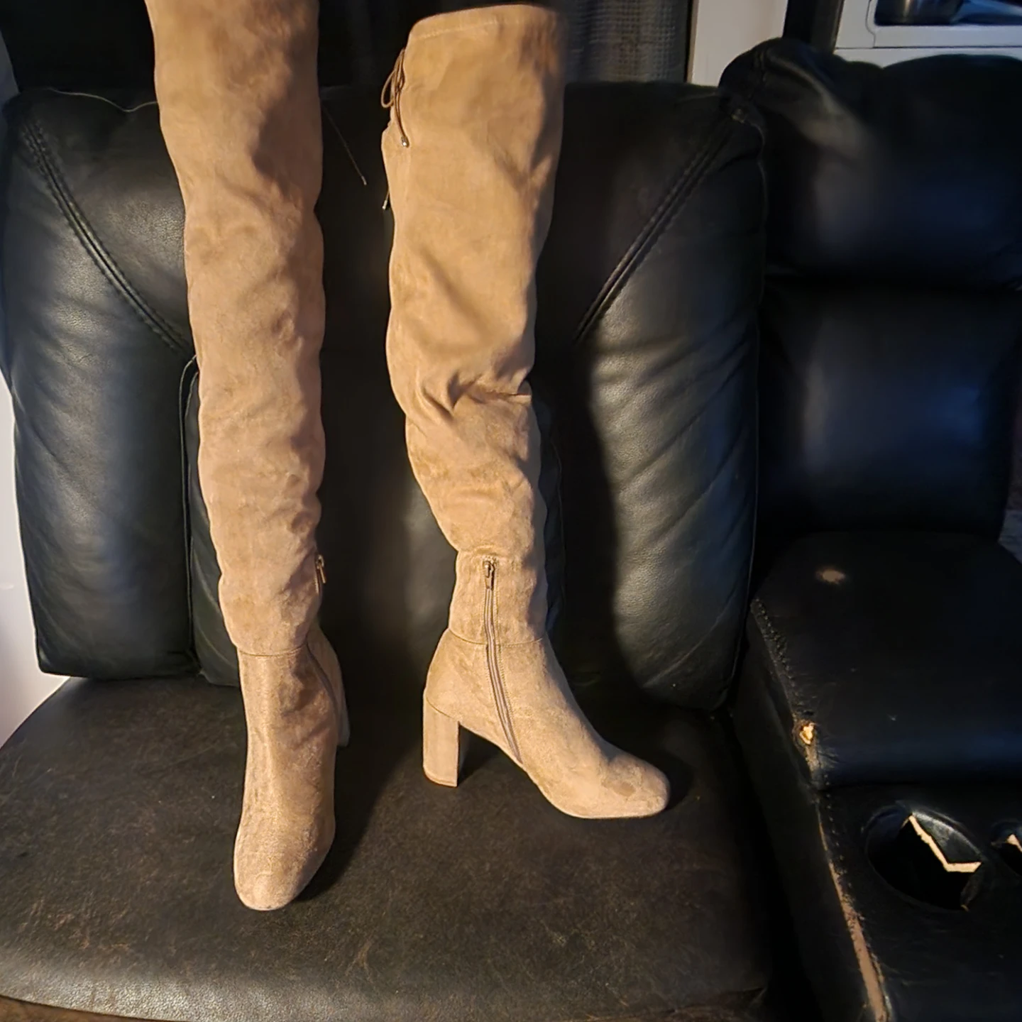 Taupe Suede Over-the-Knee Boots - photo 2