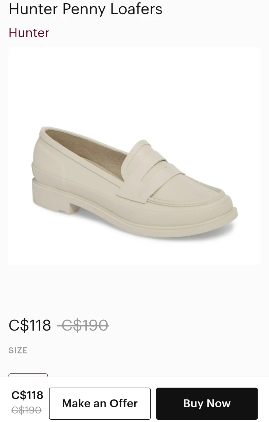Hunter Penny Loafers us 7