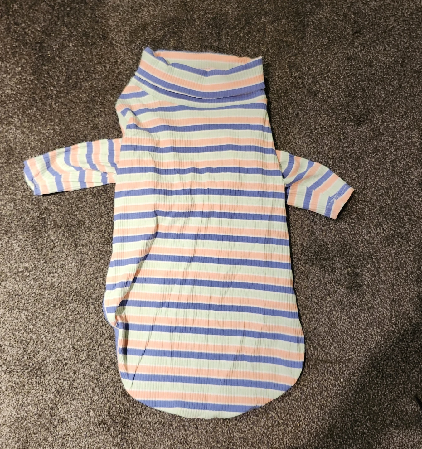 Pet Dog Sweater - Blue Green Stripes, Size XXL