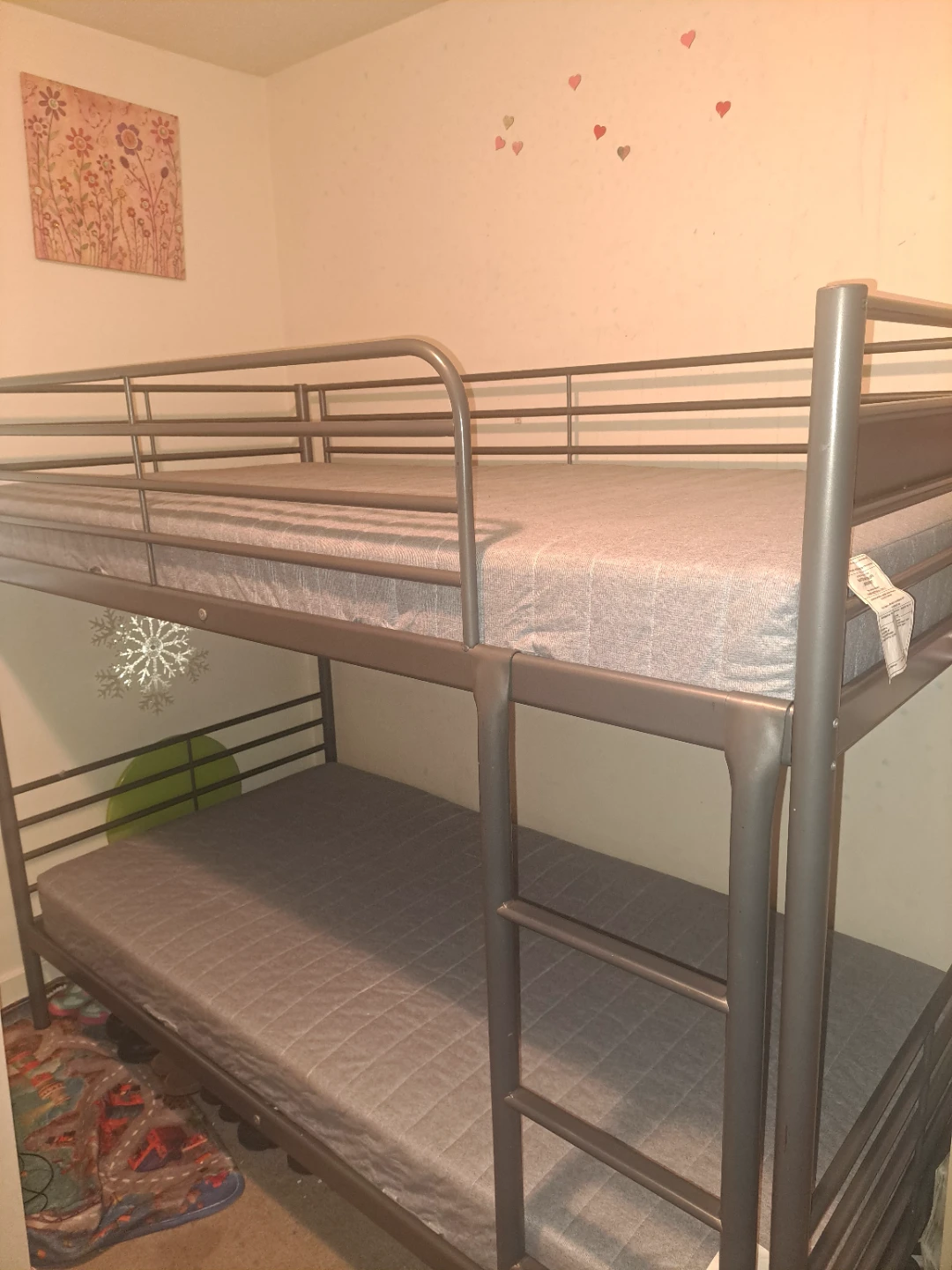 Ikea grey Metal Bunk FULL Bed with Mattresses - photo 2