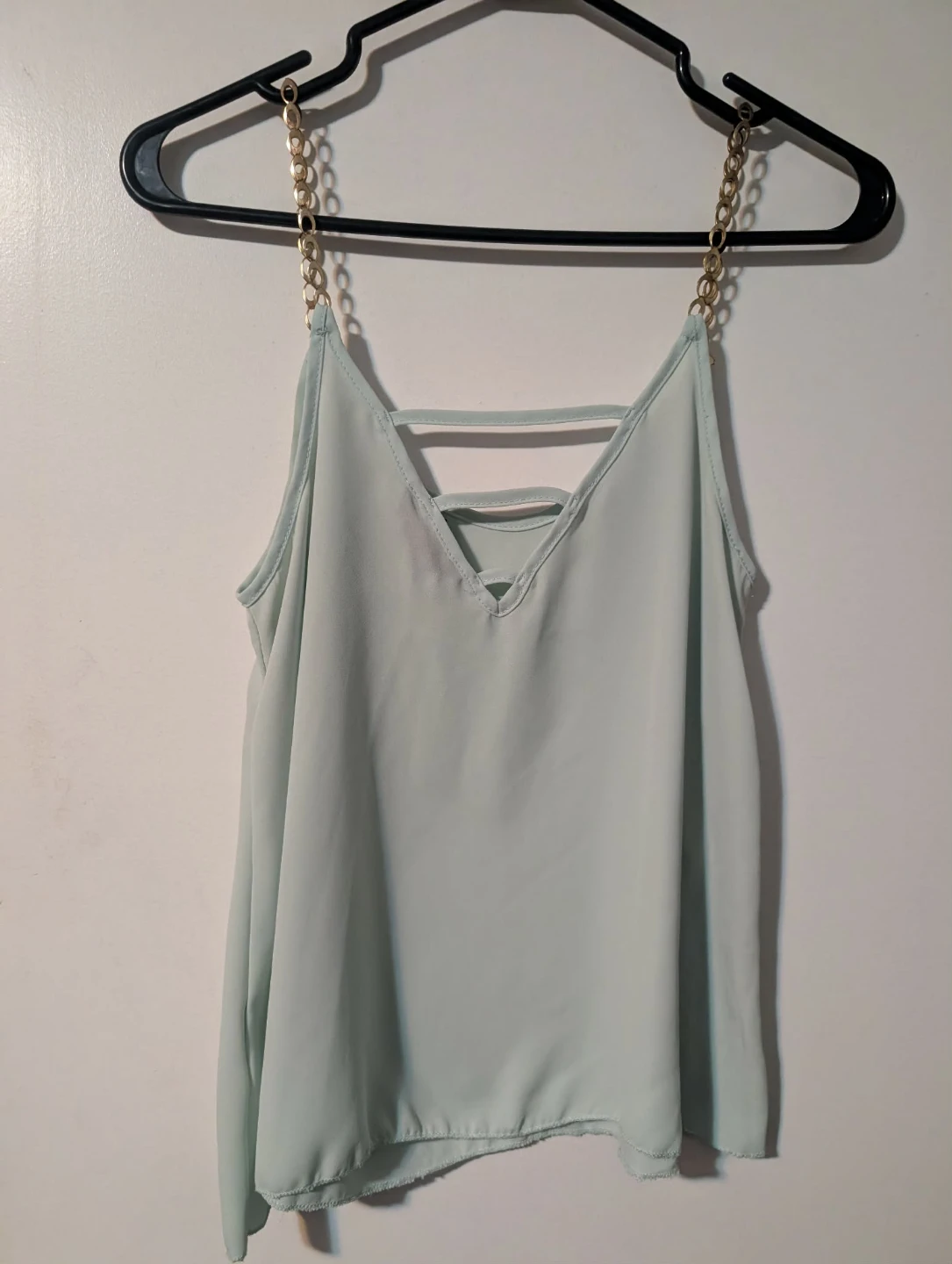 Women's Mint Green Cami Tank Top with Gold Chain Straps