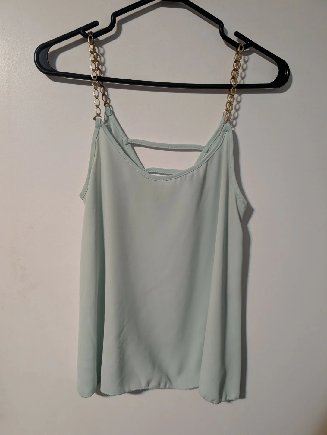 Women's Mint Green Cami Tank Top with Gold Chain Straps - photo 2