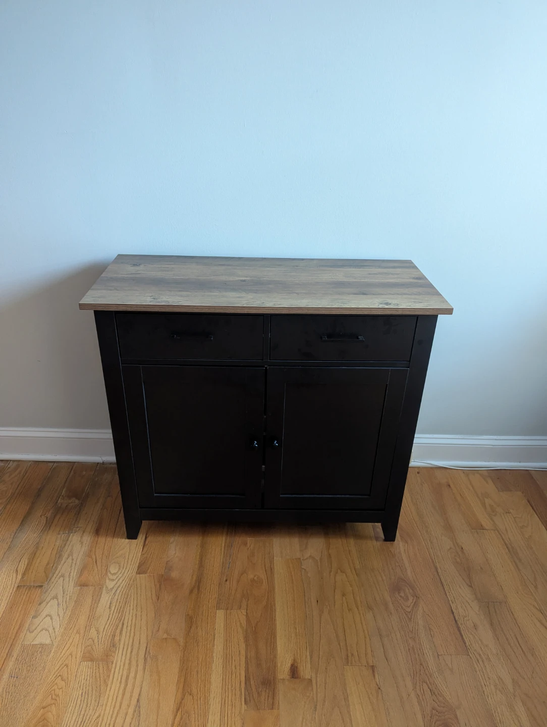 Black Cabinet with Wood Top