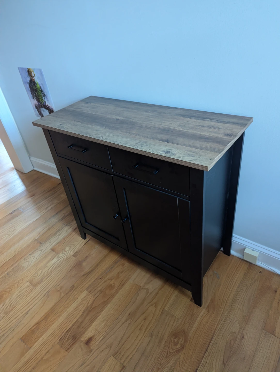 Black Cabinet with Wood Top - photo 2