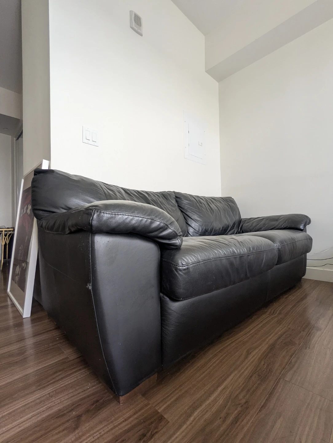 Black Leather Sofa - photo 2