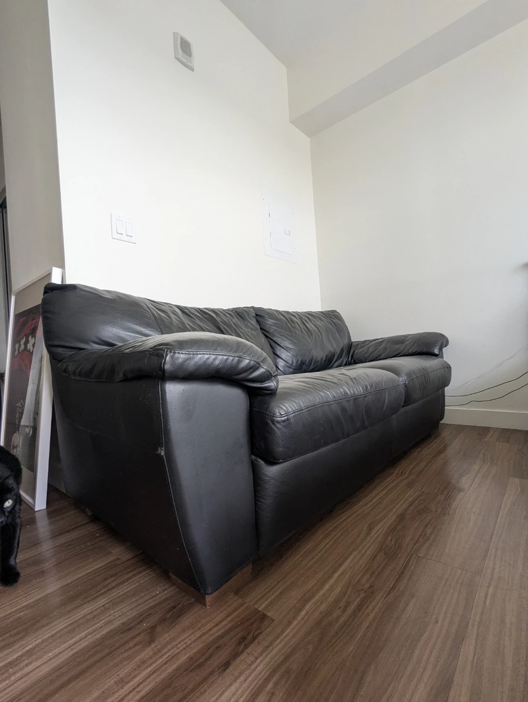 Black Leather Sofa - photo 5