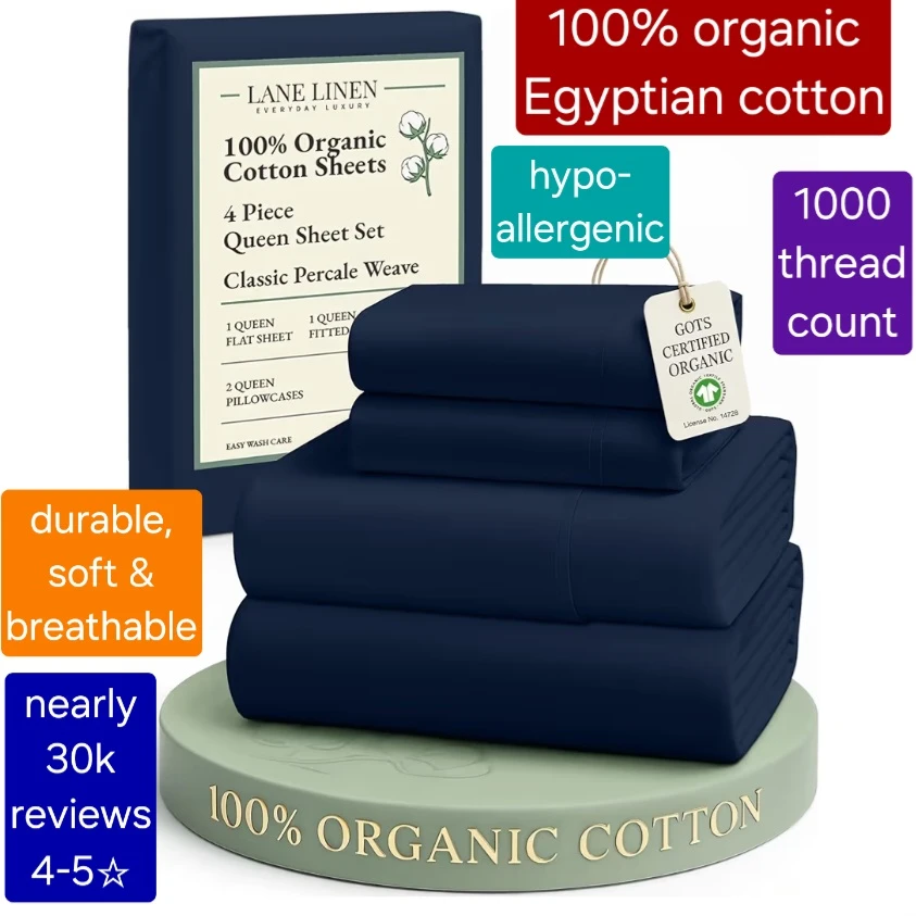 Queen bedsheets - NEW 100% organic cotton luxury bedsheets - photo 5