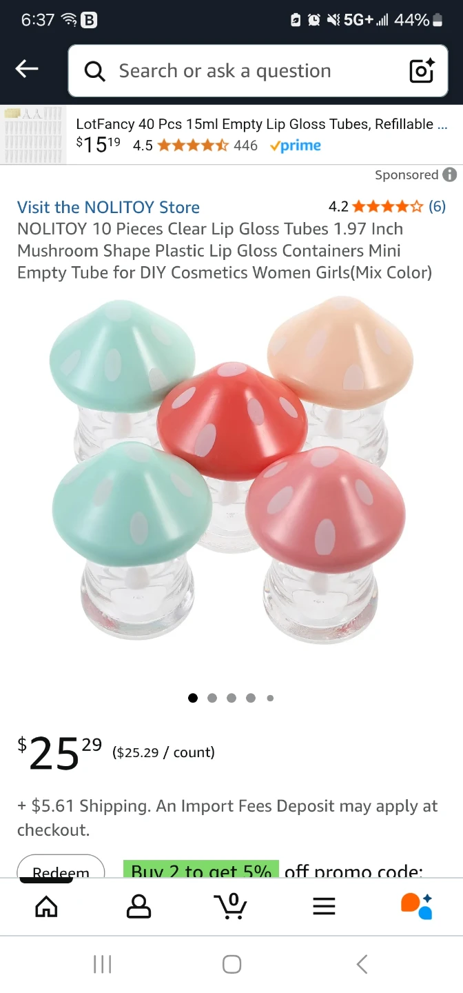 Mushroom Lip Gloss Tubes