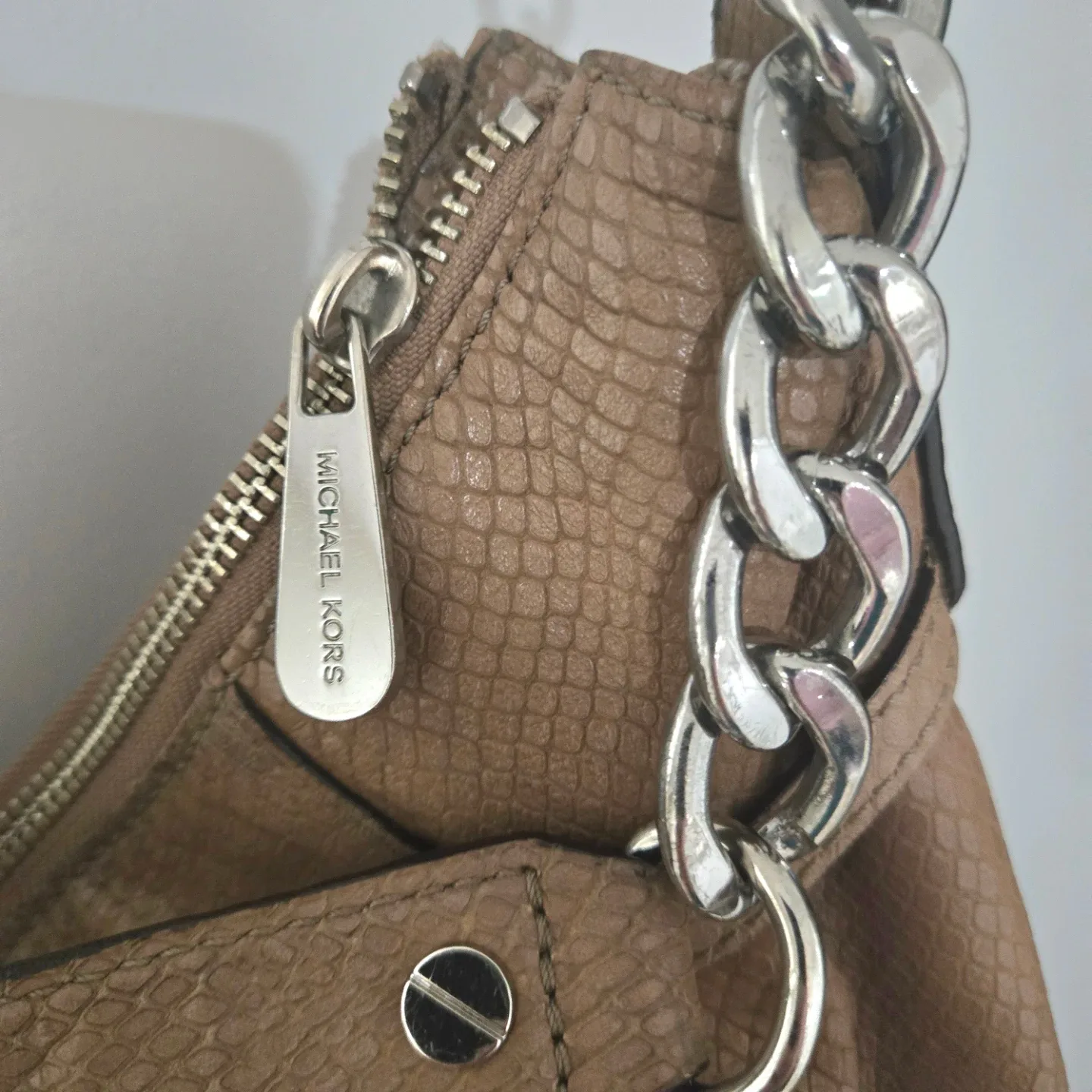 Michael Kors Beige Snake Embossed Leather Hobo Bag - photo 4