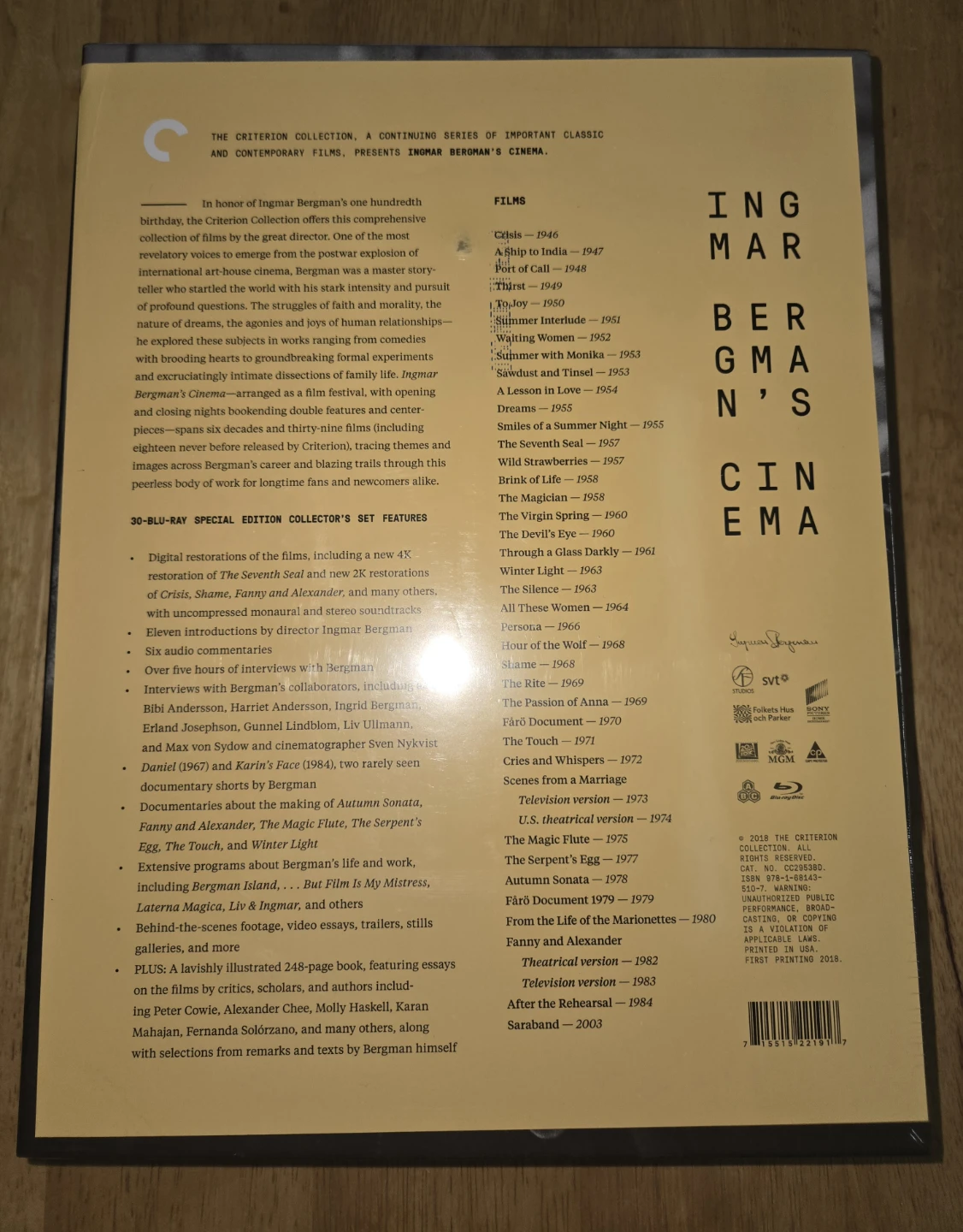 Criterion - Ingmar Bergman's Cinema Criterion Collection Box Set - photo 2