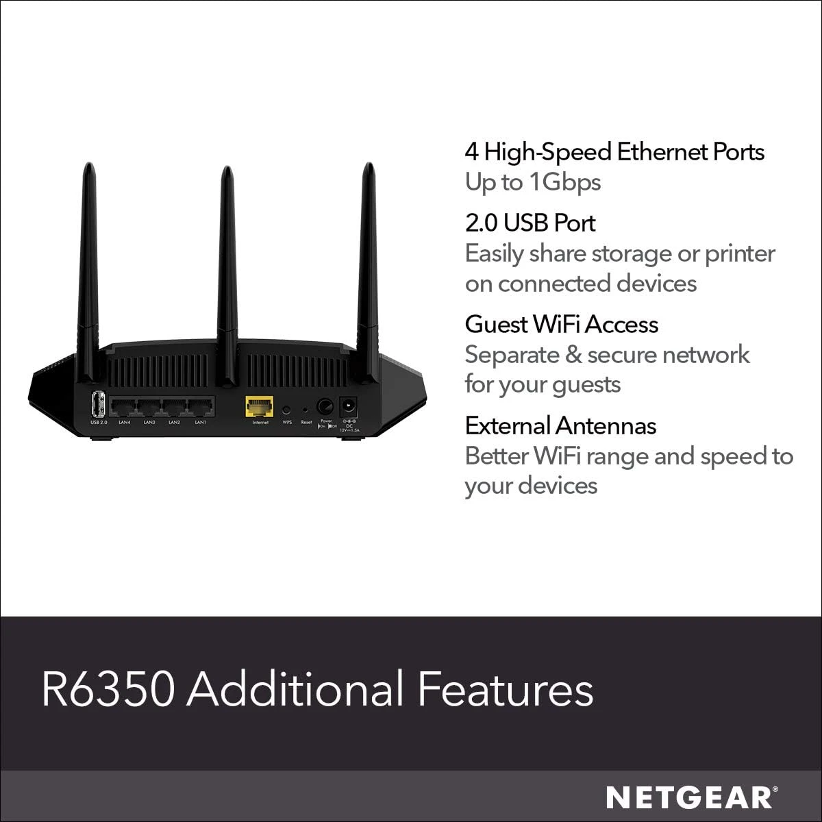 NEW Netgear AC1750 Dual Band Gigabit WiFi Router (R6350) - photo 2