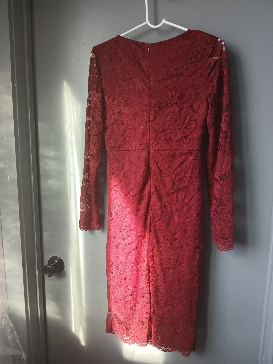 Women's Red Lace Long Sleeve Dress - photo 2