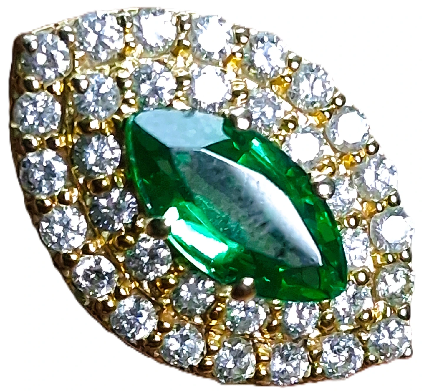 Marquise Emerald and Diamond Ring Accent