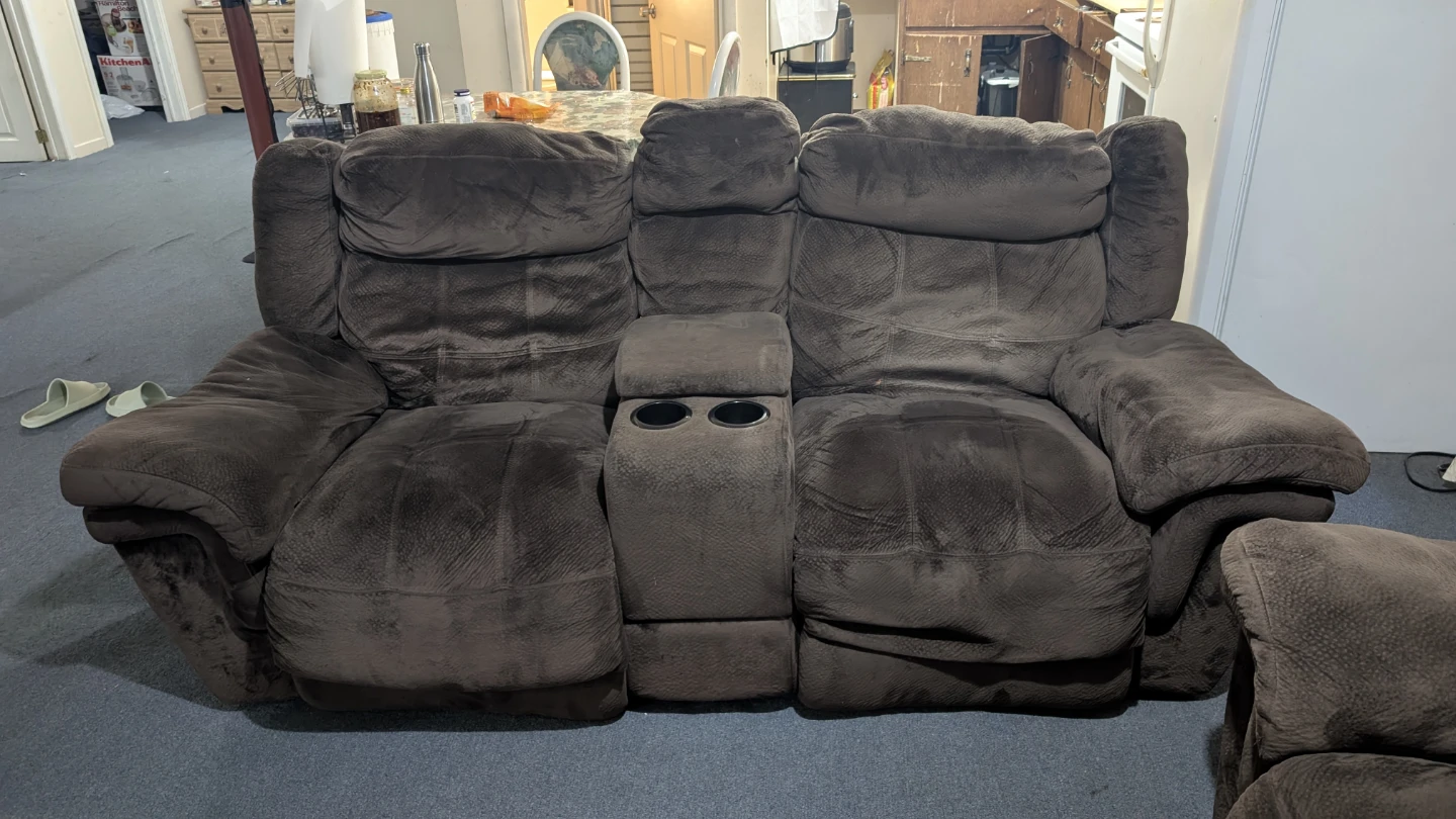 Brown Reclining Sofa with Cup Holders