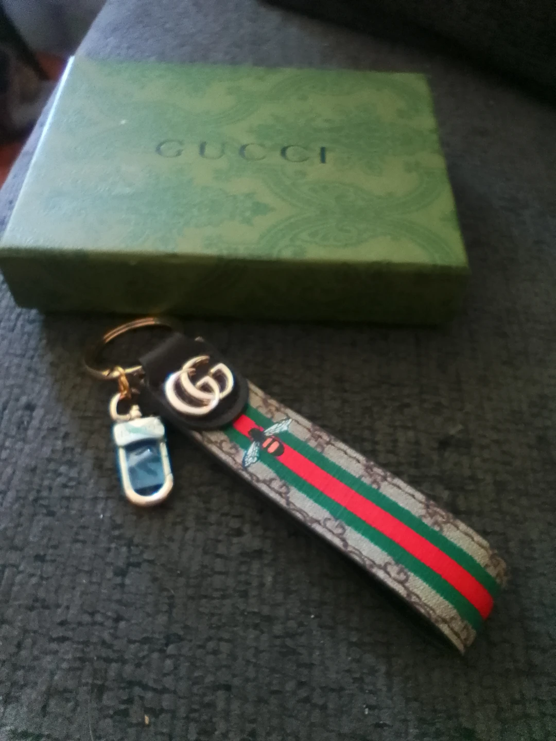 Gucci Keychain with Bee and Crystal Charm