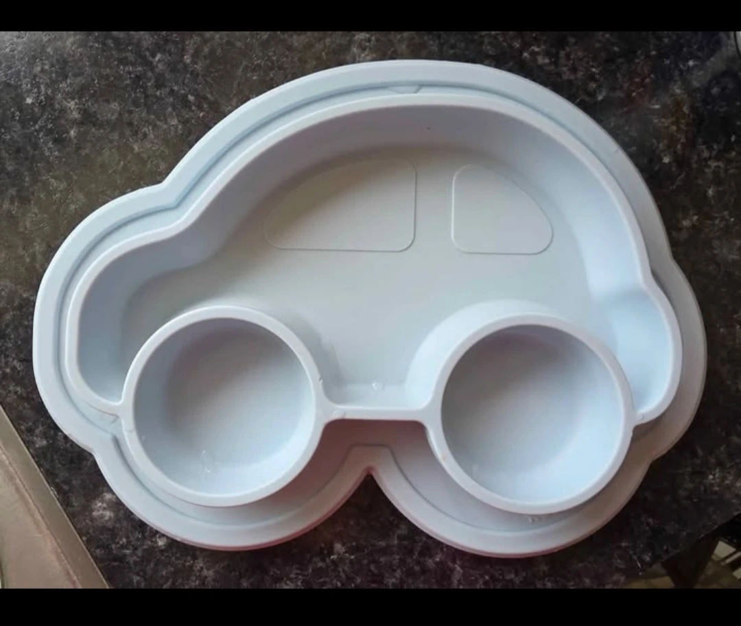 Light Blue Car-Shaped Divided Toddler Plate