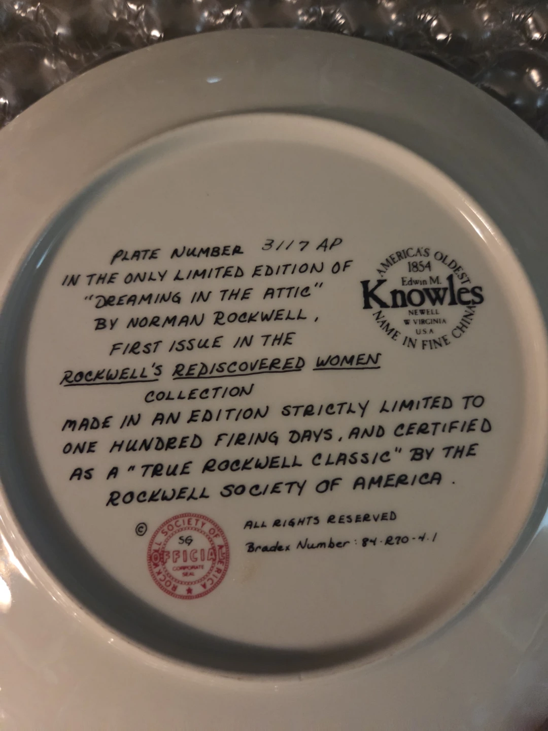Norman Rockwell "Dreaming in the Attic" Collector Plate - photo 5