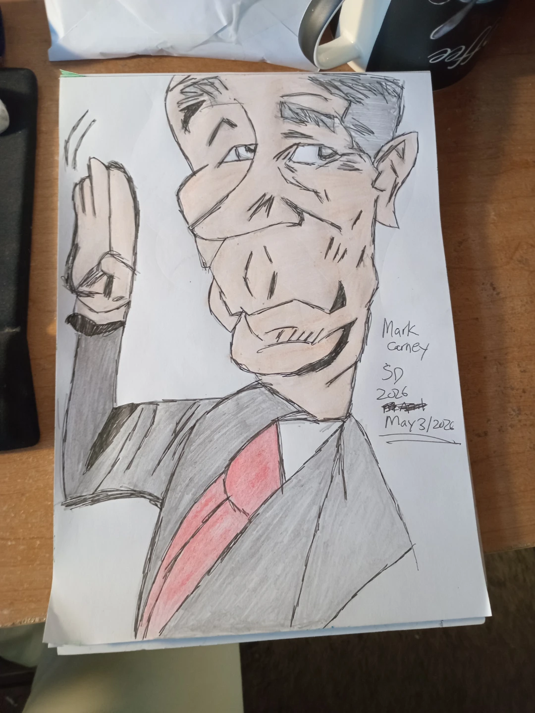 Coloured in Non-Background Mark Carney Caricature by Sherwin - photo 2