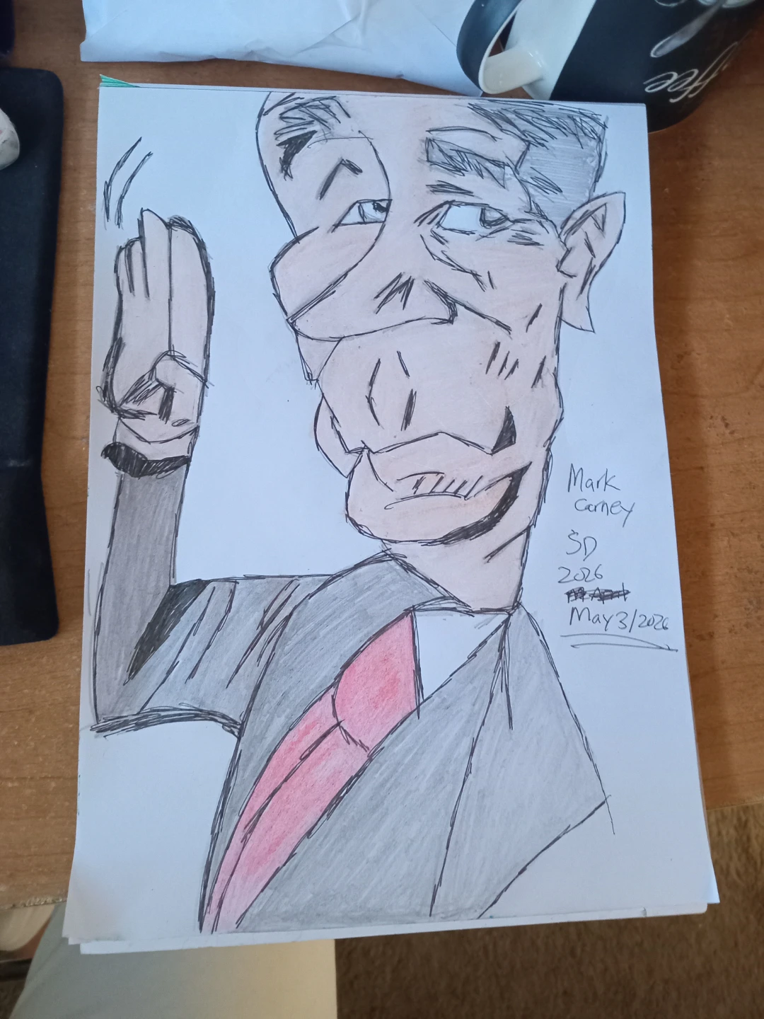 Coloured in Non-Background Mark Carney Caricature by Sherwin - photo 3