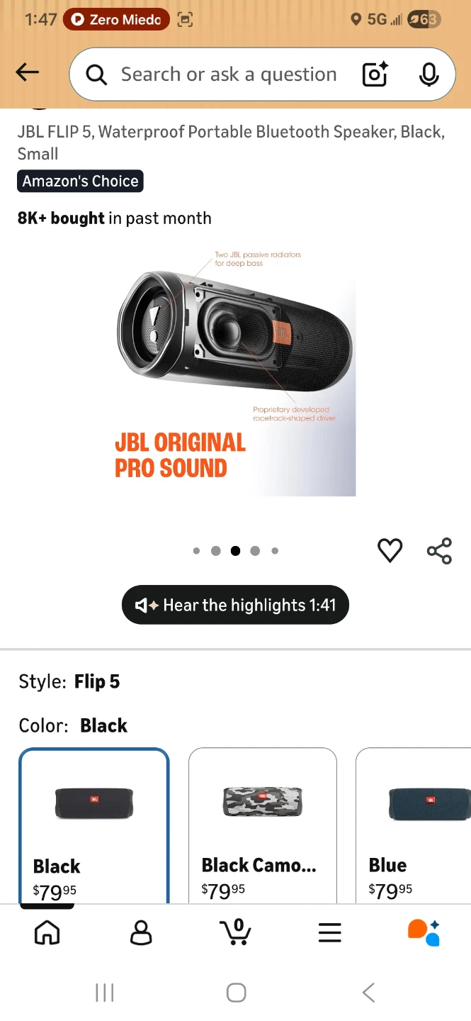 JBL FLIP 5 Waterproof Portable Bluetooth Speaker - Black - photo 4